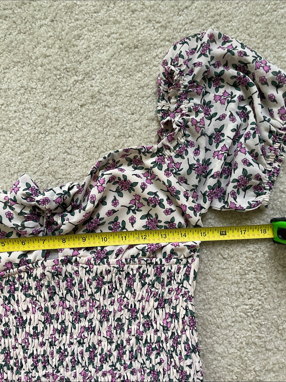 Lost + Wander Floral Smocked Puff Sleeve Scrunchy Mini Dress - Picture 6 of 7